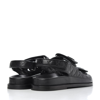 Chanel Lambskin Velcro Dad Sandals 39 Black 4 of 15