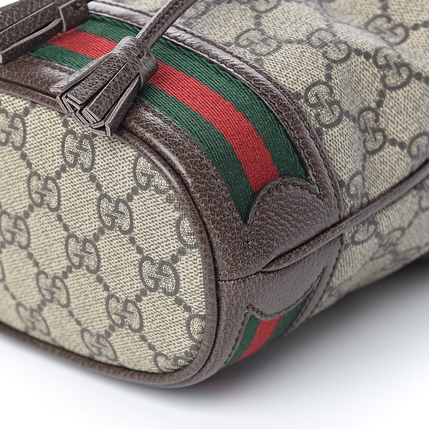 GG Supreme Monogram Web Mini Ophidia Bucket Bag Brown