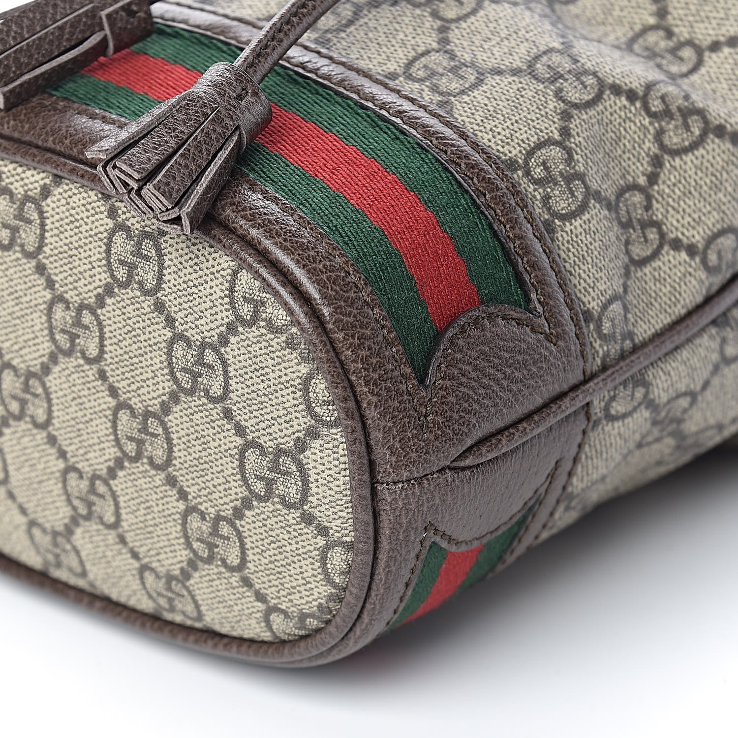 Gucci GG Supreme Monogram Web Mini Ophidia Bucket Bag Brown 9 of 10