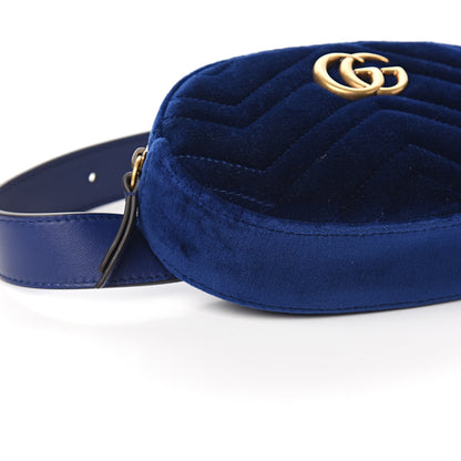 Gucci Velvet Matelasse GG Marmont Belt Bag 75 30 Cobalt Blue 7 of 8