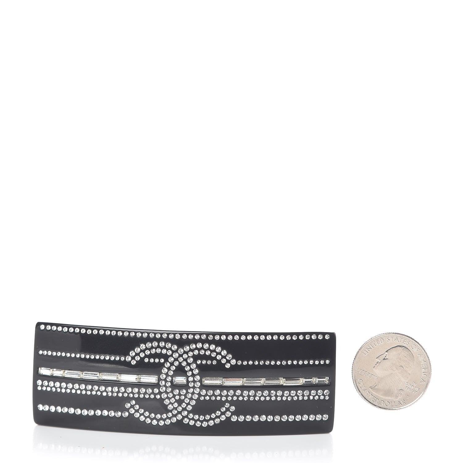 Chanel Crystal CC Hair Clip Barrette Black 2 of 5