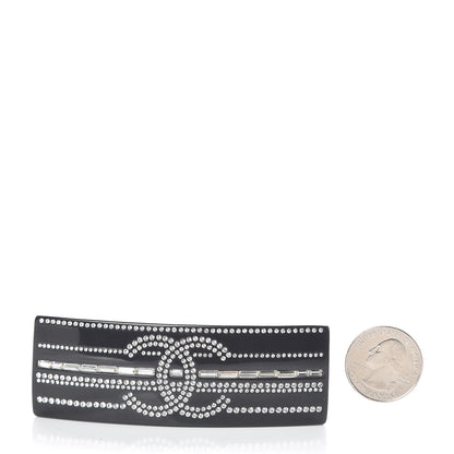 Chanel Crystal CC Hair Clip Barrette Black 2 of 5
