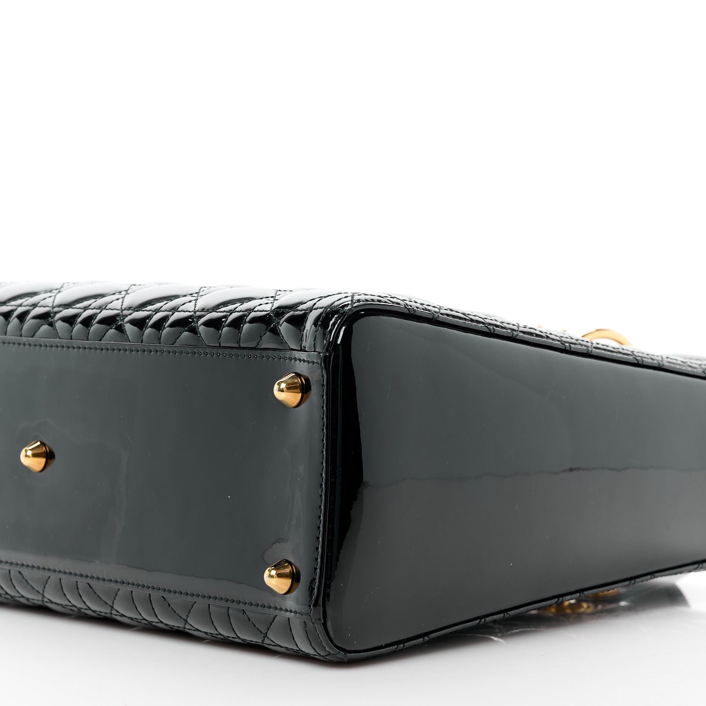 CHRISTIAN DIOR Patent Cannage Large Lady Dior Black