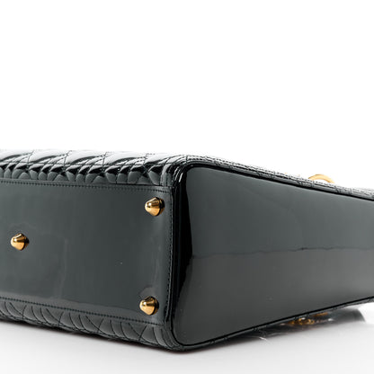 Christian Dior CHRISTIAN DIOR Patent Cannage Large Lady Dior Black 12 of 14