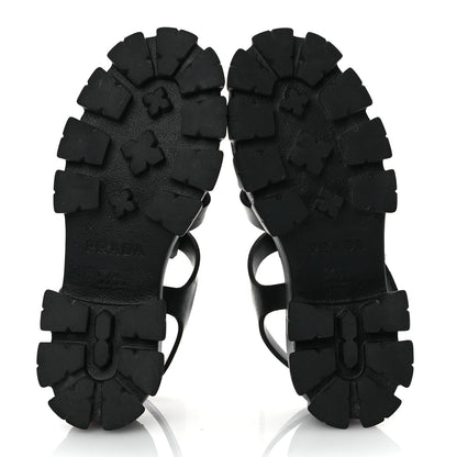 Prada Foam Rubber Triangle Logo Monolith 55mm Cage Sandals 40 Black 7 of 13