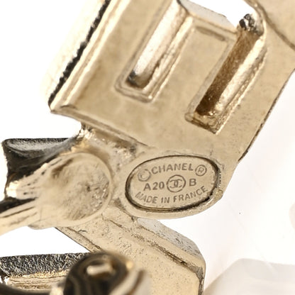 Chanel Crystal Pearl Signature Stud Clip On Earrings Gold 4 of 4