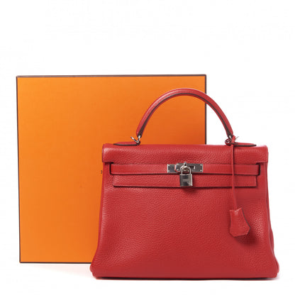 Hermes Taurillon Clemence Kelly Retourne 32 Rouge Casaque 32 of 32