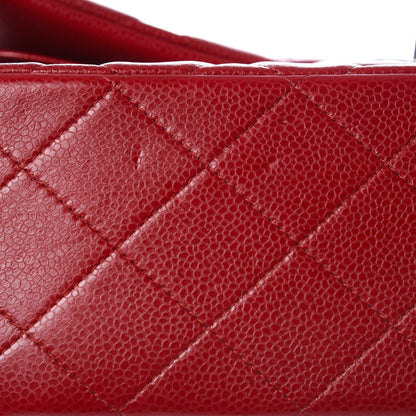 Chanel Caviar Quilted Jumbo Double Flap Red 9 of 10