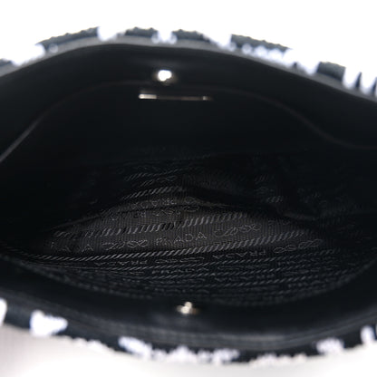 Prada Maglia Jacquard Cleo Shoulder Bag Black White 5 of 9