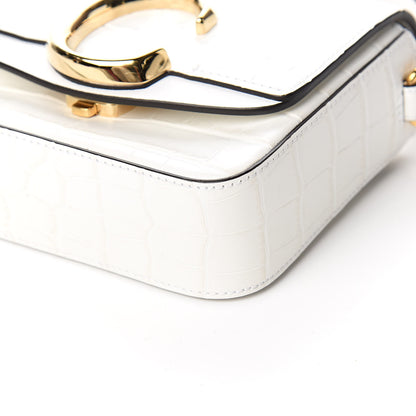 Chloe Calfskin Crocodile Embossed Mini C Double Carry Brilliant White 9 of 11