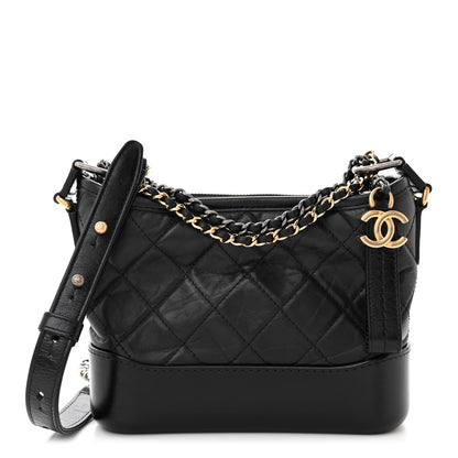 Chanel Aged Calfskin Quilted Small Gabrielle Hobo Black 1 of 10