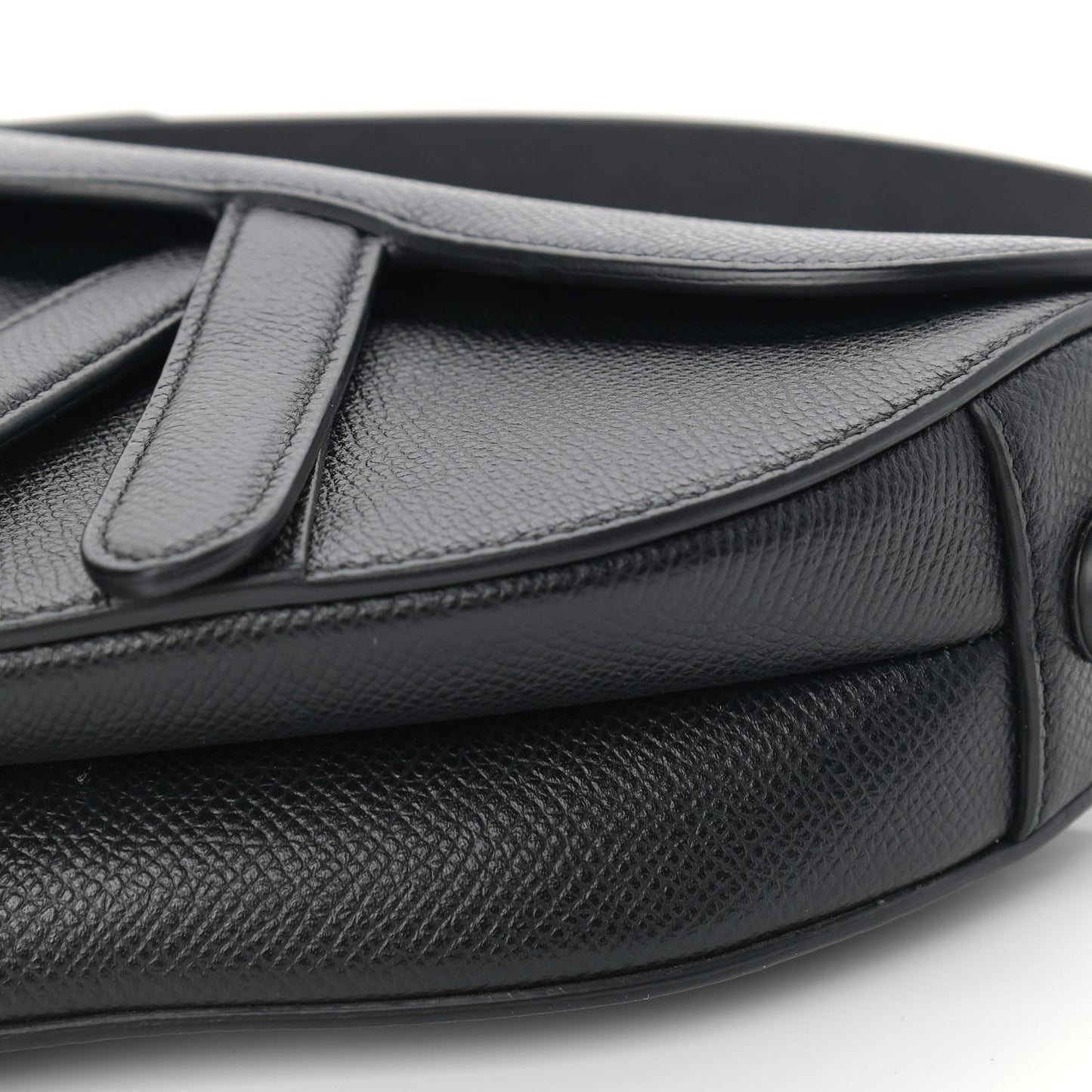 Grained Calfskin Mini Saddle Bag Black