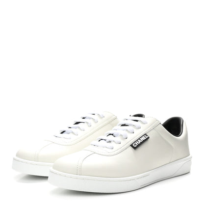 Chanel Calfskin CC Womens Sneakers 39.5 White 4 of 9