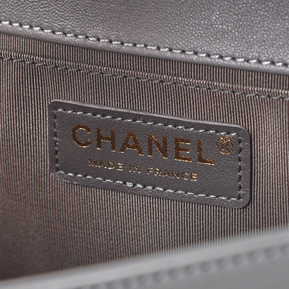 Chanel Lambskin Quilted Medium Boy Flap Grey 6 of 7