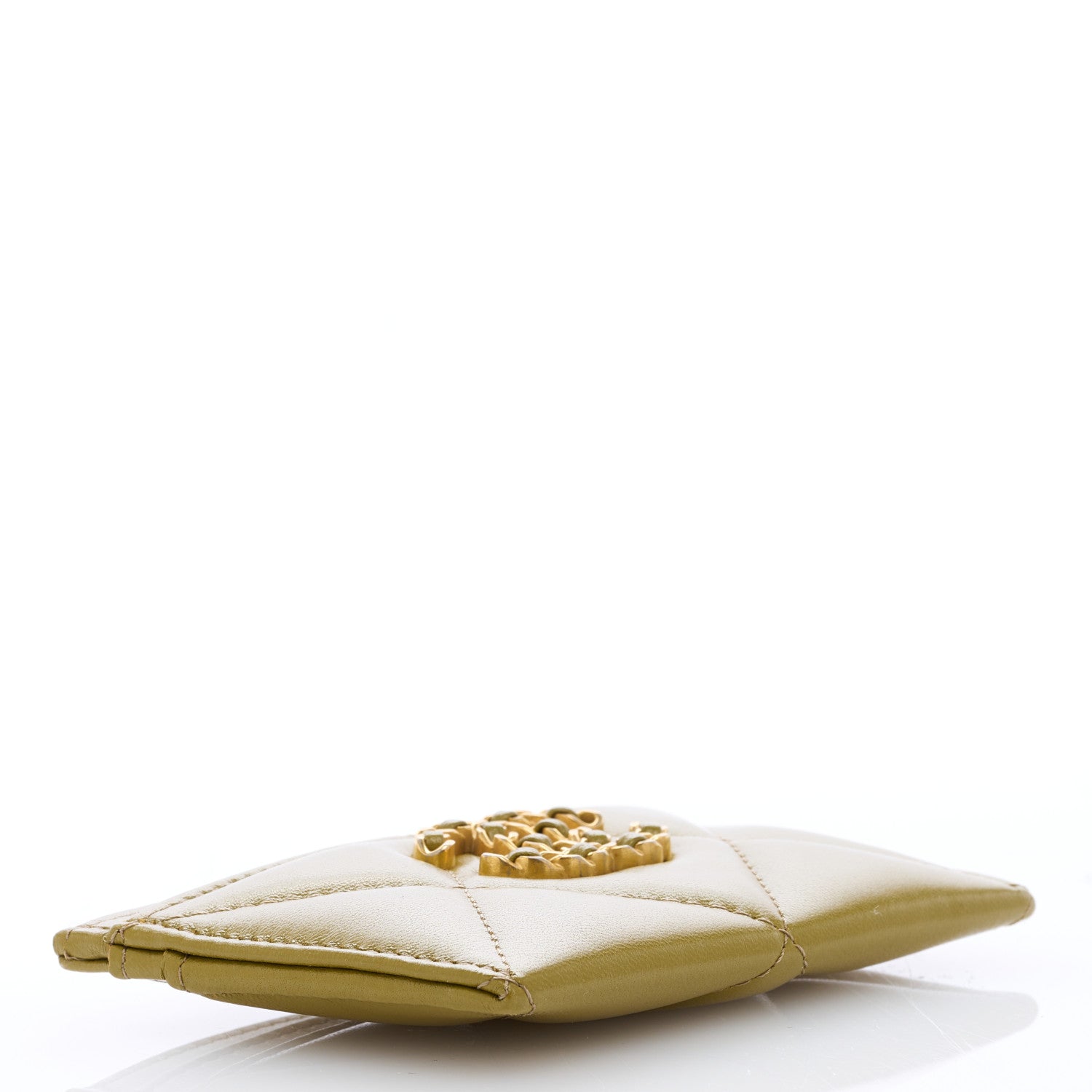 Chanel Shiny Lambskin Quilted Chanel 19 Card Holder Green 4 of 8