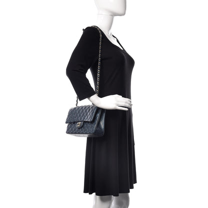 Chanel Iridescent Caviar Quilted Medium Double Flap Dark Blue 2 of 11