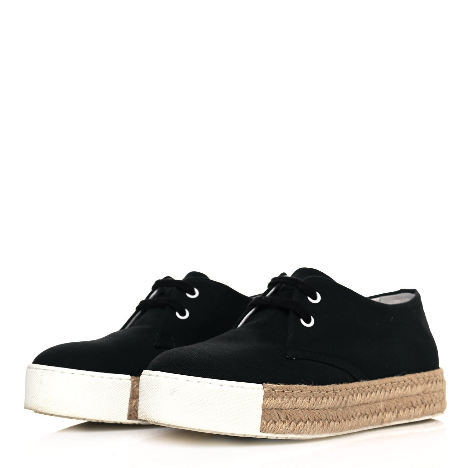 Hermes Cotton Canvas Womens Rosa Espadrille Sneakers 36 Black 6 of 18