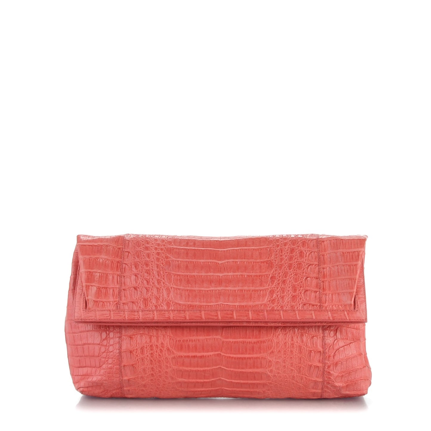 Shiny Crocodile Foldover Clutch Pink