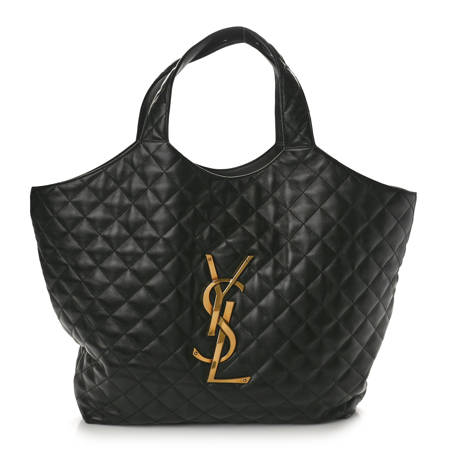 Lambskin Quilted Maxi Icare Shopping Tote Black