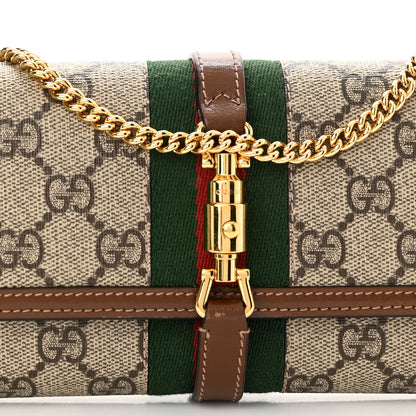 Gucci GG Supreme Monogram Azalea Calfskin Web Jackie 1961 Chain Wallet Beige Ebony Brown Sugar 8 of 10