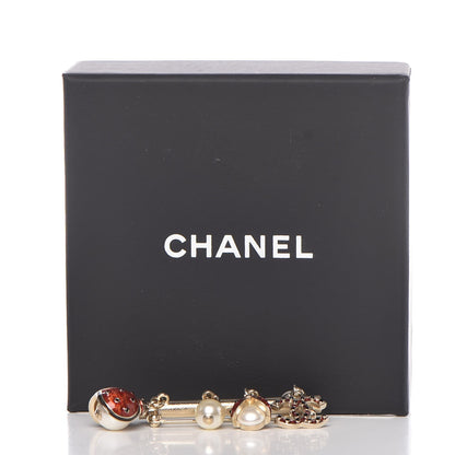 Chanel Enamel Pearl CC Ladybug Brooch Red Gold 5 of 5