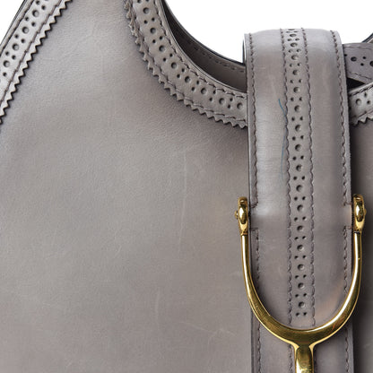 Gucci Calfskin Brogue Medium Stirrup Top Handle Bag Grey 10 of 11