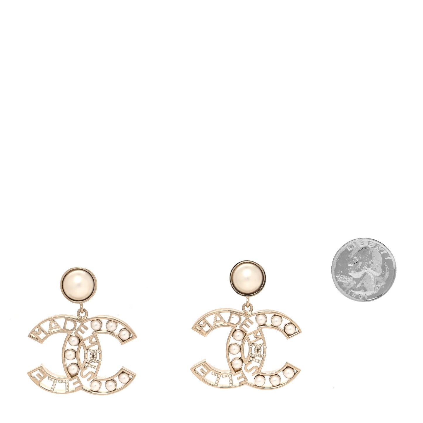 Metal Pearl Mademoiselle Drop Earrings Gold