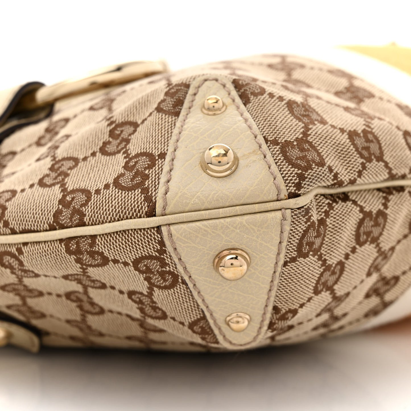 Monogram Large Horsebit Web Shoulder Bag White