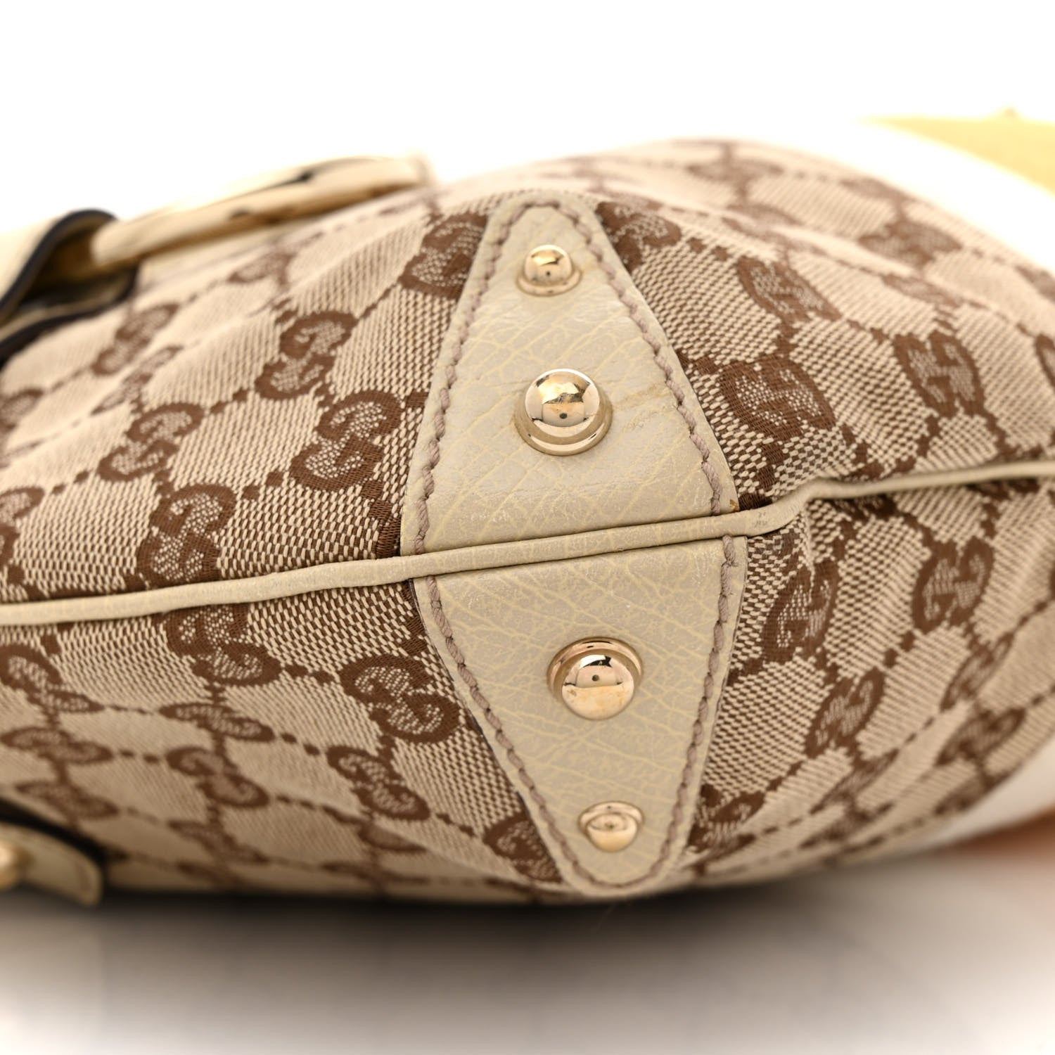 Gucci Monogram Large Horsebit Web Shoulder Bag White 9 of 15