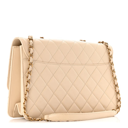 Chanel Sheepskin Quilted Large Beauty Lock Flap Beige 3 of 17