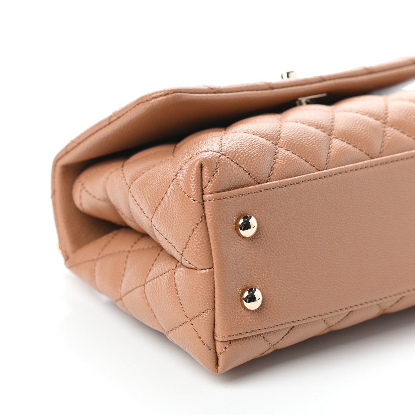 Caviar Quilted Mini Coco Handle Flap Brown