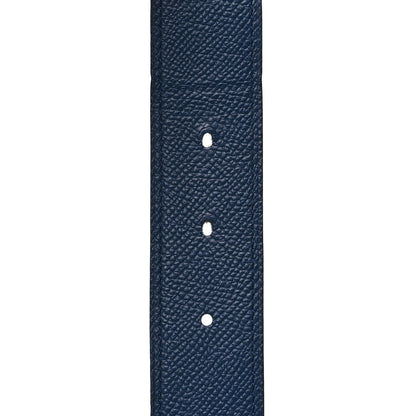 Hermes Epsom 32mm Guilloche H Belt 100 Bleu Indigo White 6 of 8