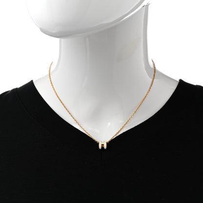 Hermes Lacquered Gold Mini Pop H Pendant Necklace White 2 of 7