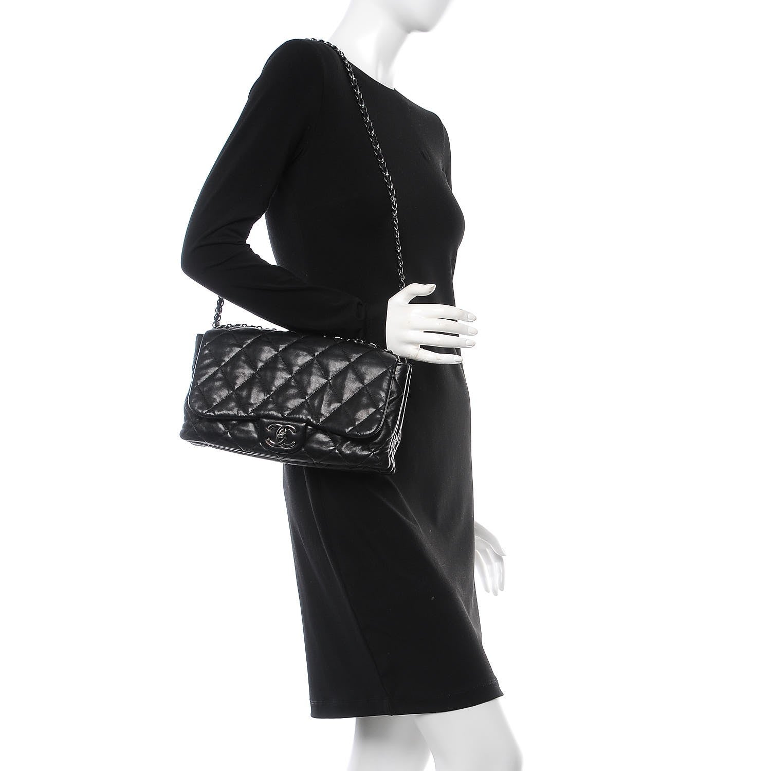 Chanel Lambskin Quilted 3 Accordion Flap Bag Black 2 of 11