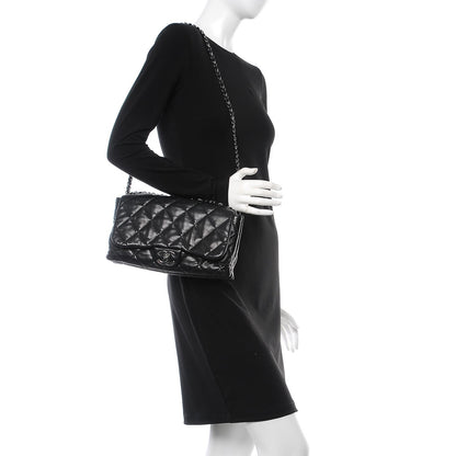 Chanel Lambskin Quilted 3 Accordion Flap Bag Black 2 of 11