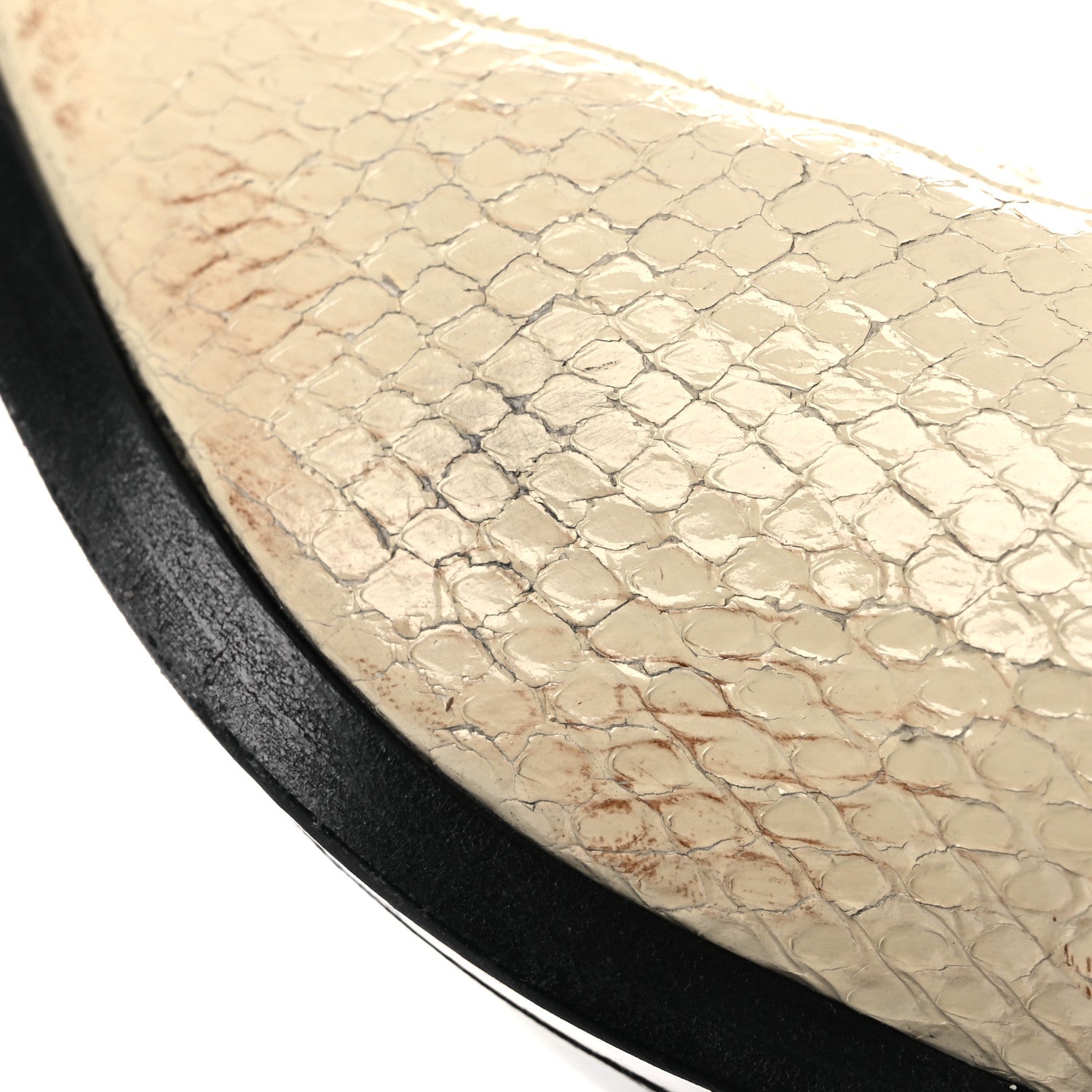 Saint Laurent Lacquered Snakeskin Ayers Finn 60 Crop Zip Boots 41 Cream 12 of 15