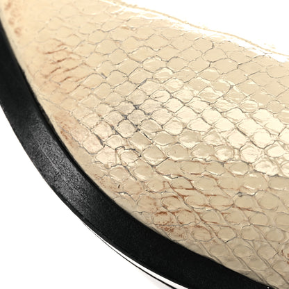 Saint Laurent Lacquered Snakeskin Ayers Finn 60 Crop Zip Boots 41 Cream 12 of 15
