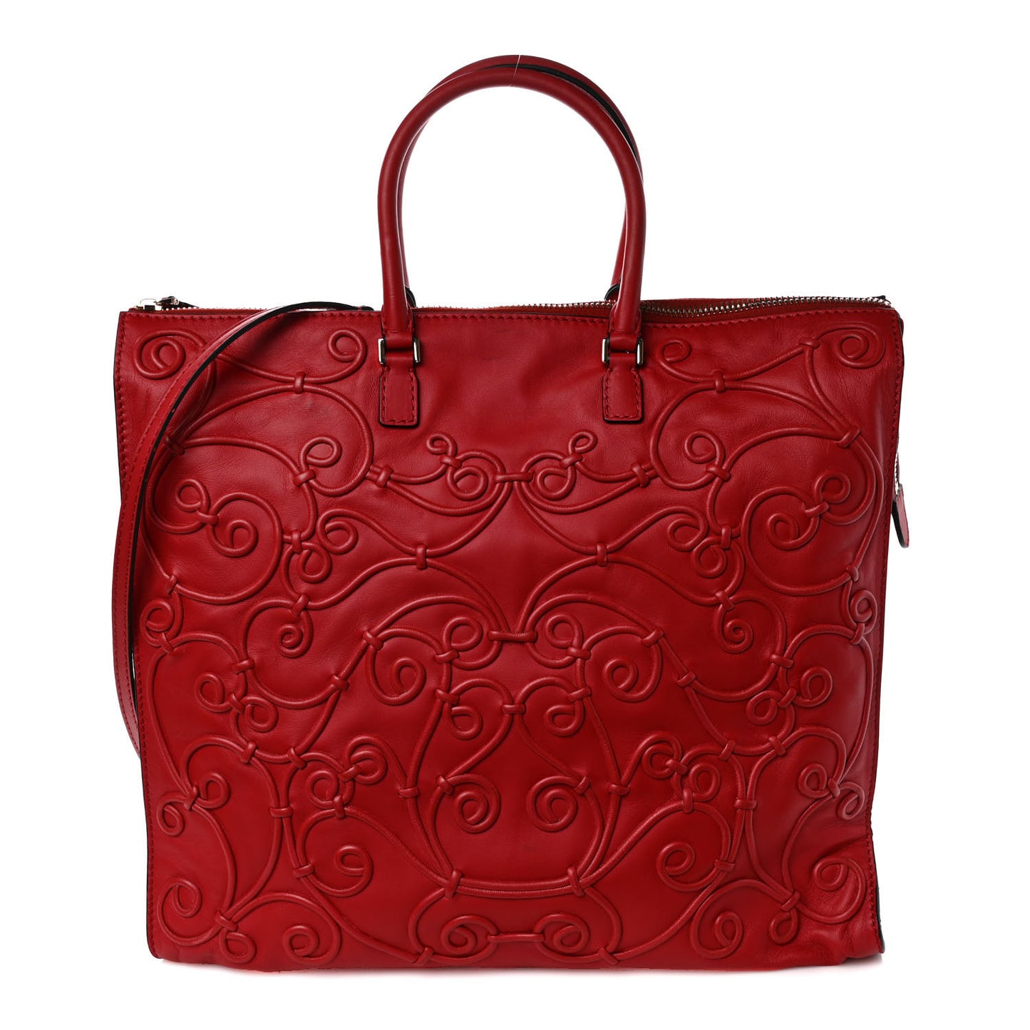 Nappa Intricate Soutache Tote Red