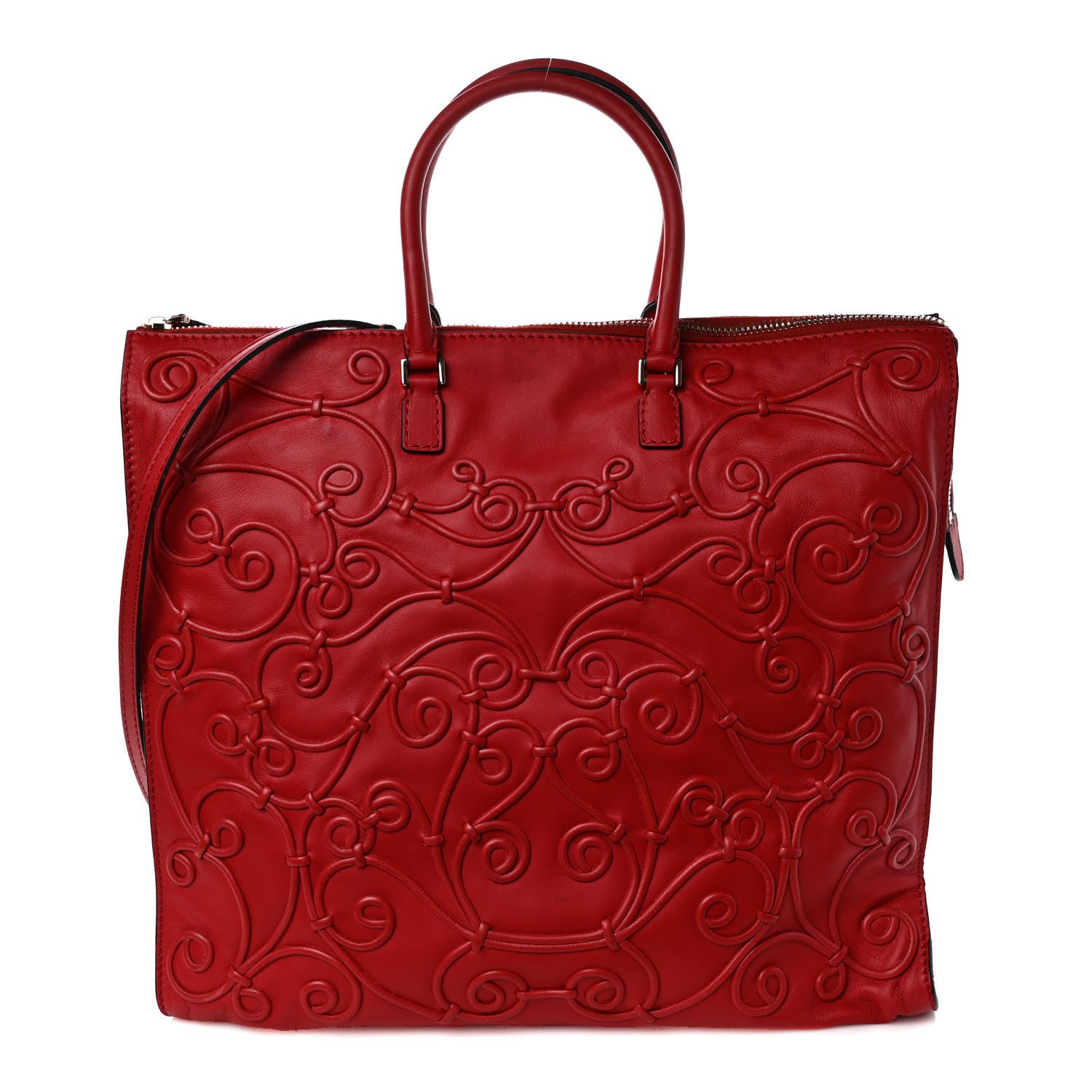 Valentino Garavani Nappa Intricate Soutache Tote Red 1 of 9