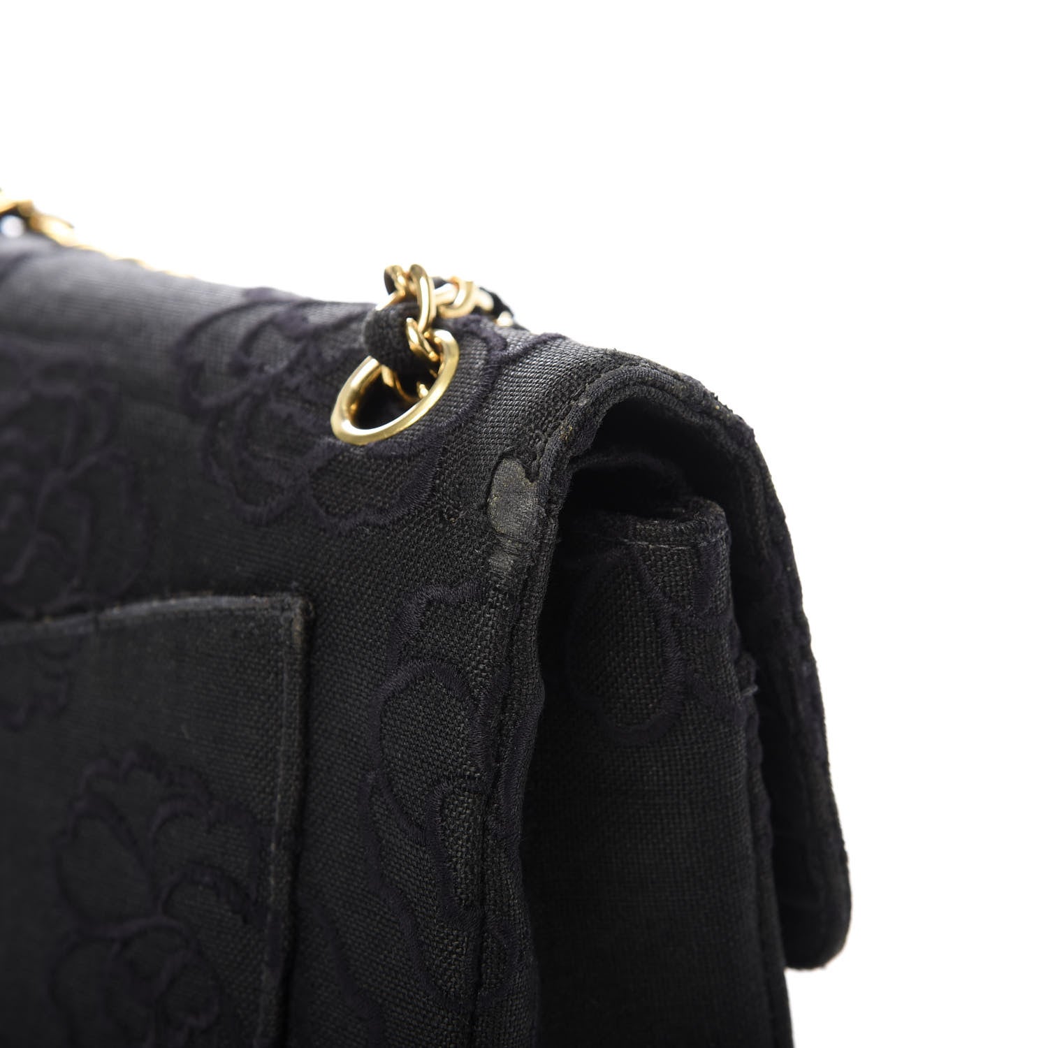 Chanel Canvas Camellia Embroidered Medium Double Flap Black 13 of 13