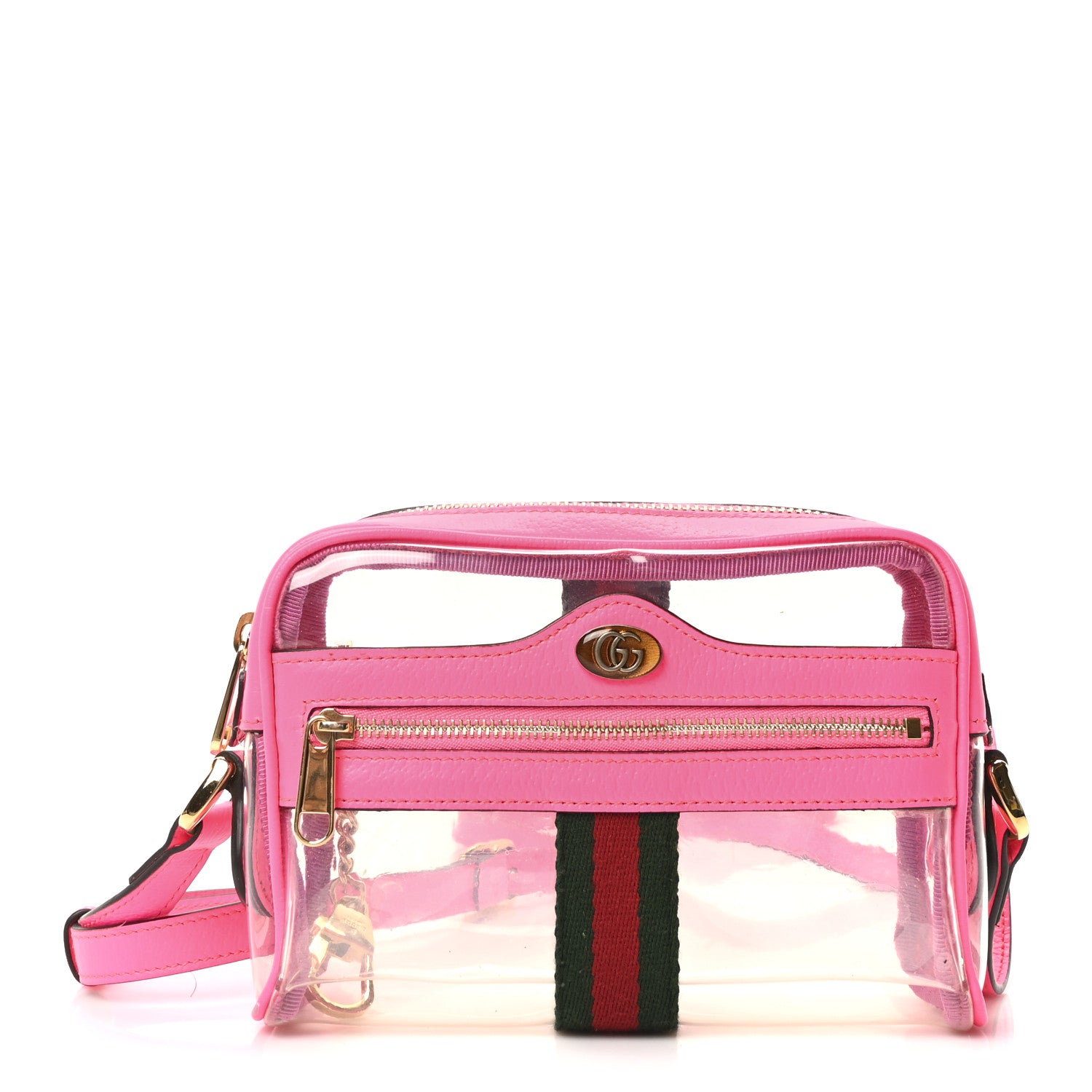 Gucci Vinyl Web Mini Ophidia Transparent Shoulder Bag Fluorescent Fuchsia 1 of 9