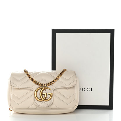 Gucci Calfskin Matelasse Super Mini GG Marmont Shoulder Bag White 12 of 12