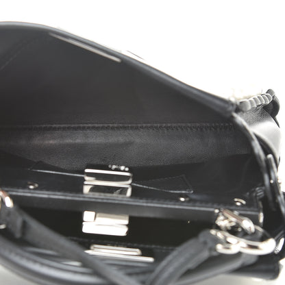 Fendi Vitello Seta Shiny Nappa Pearl Scallopped Studded Mini Peekaboo Iconic Satchel Black 6 of 13