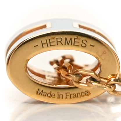 Hermes Lacquered Rose Gold Mini Pop H Pendant Necklace Bleu Zephyr 4 of 4