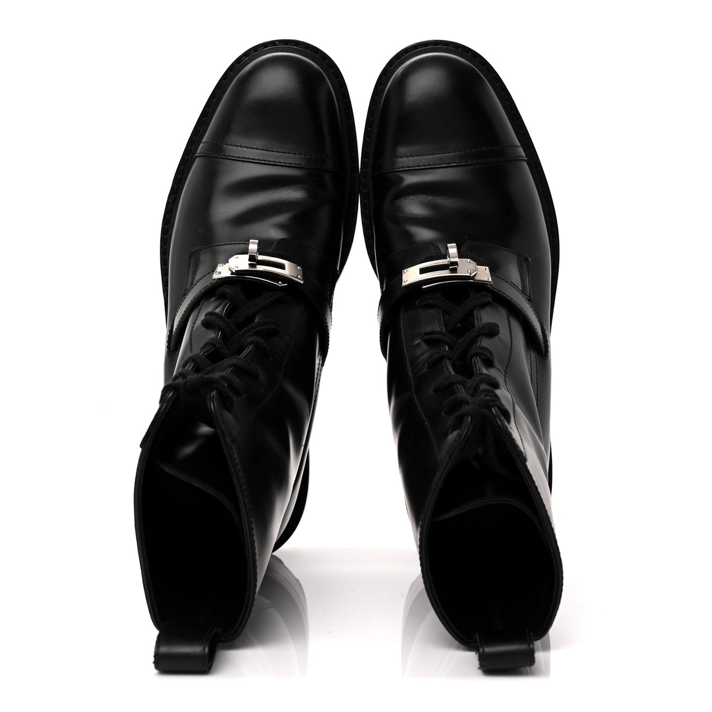 Glossed Calfskin Funk Ankle Boots 38.5 Black