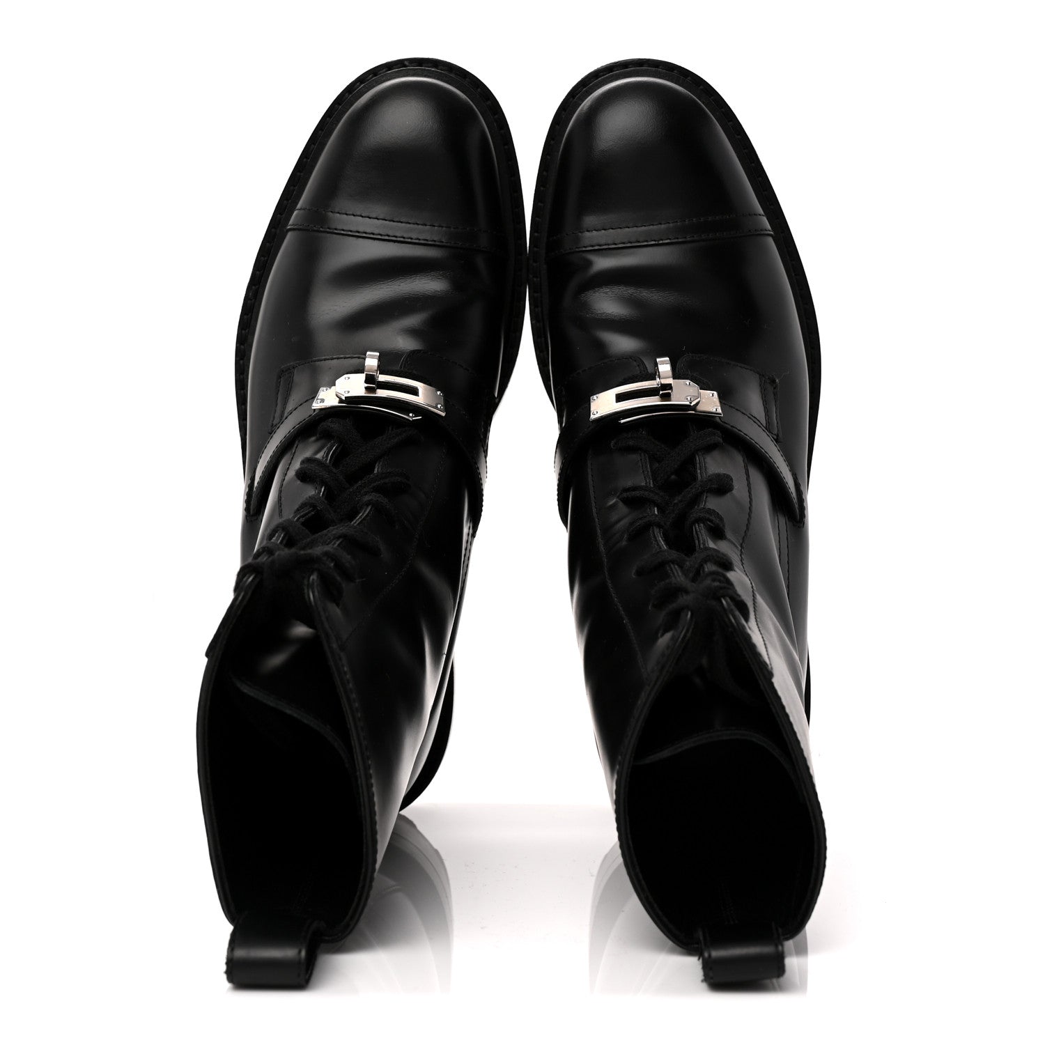 Hermes Glossed Calfskin Funk Ankle Boots 38.5 Black 2 of 9