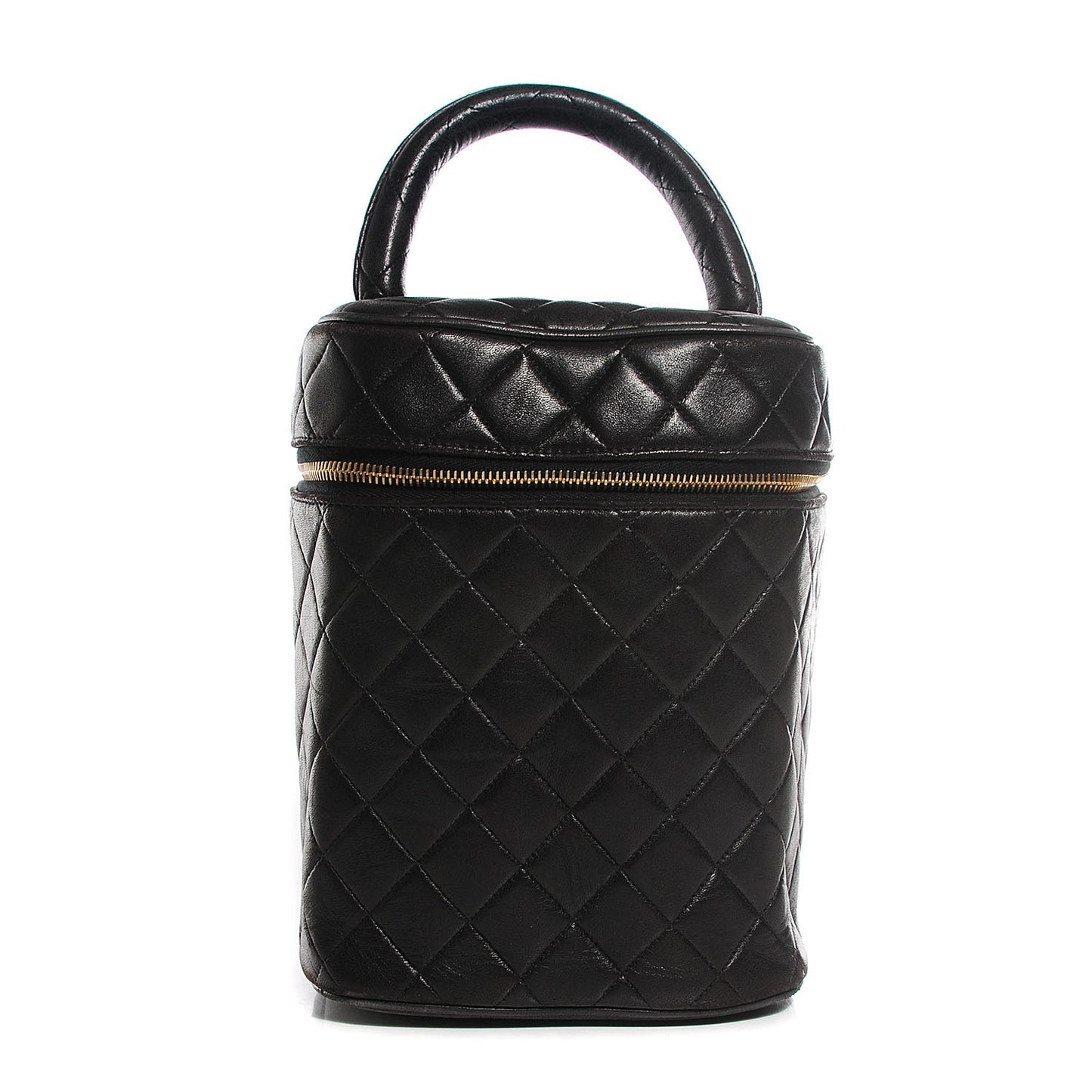 Lambskin Quilted Large Cosmetic Case Black