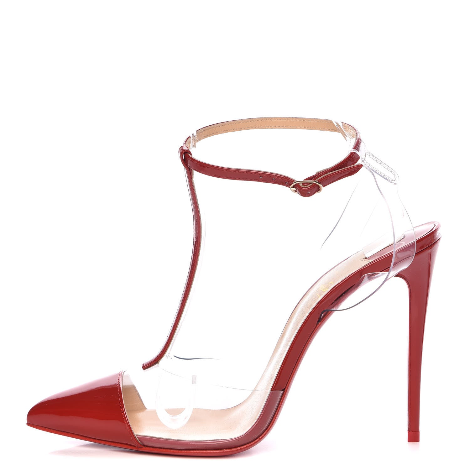 Christian Louboutin Patent PVC Nosy 100 Pumps 38 Flamenco Transparent 1 of 7