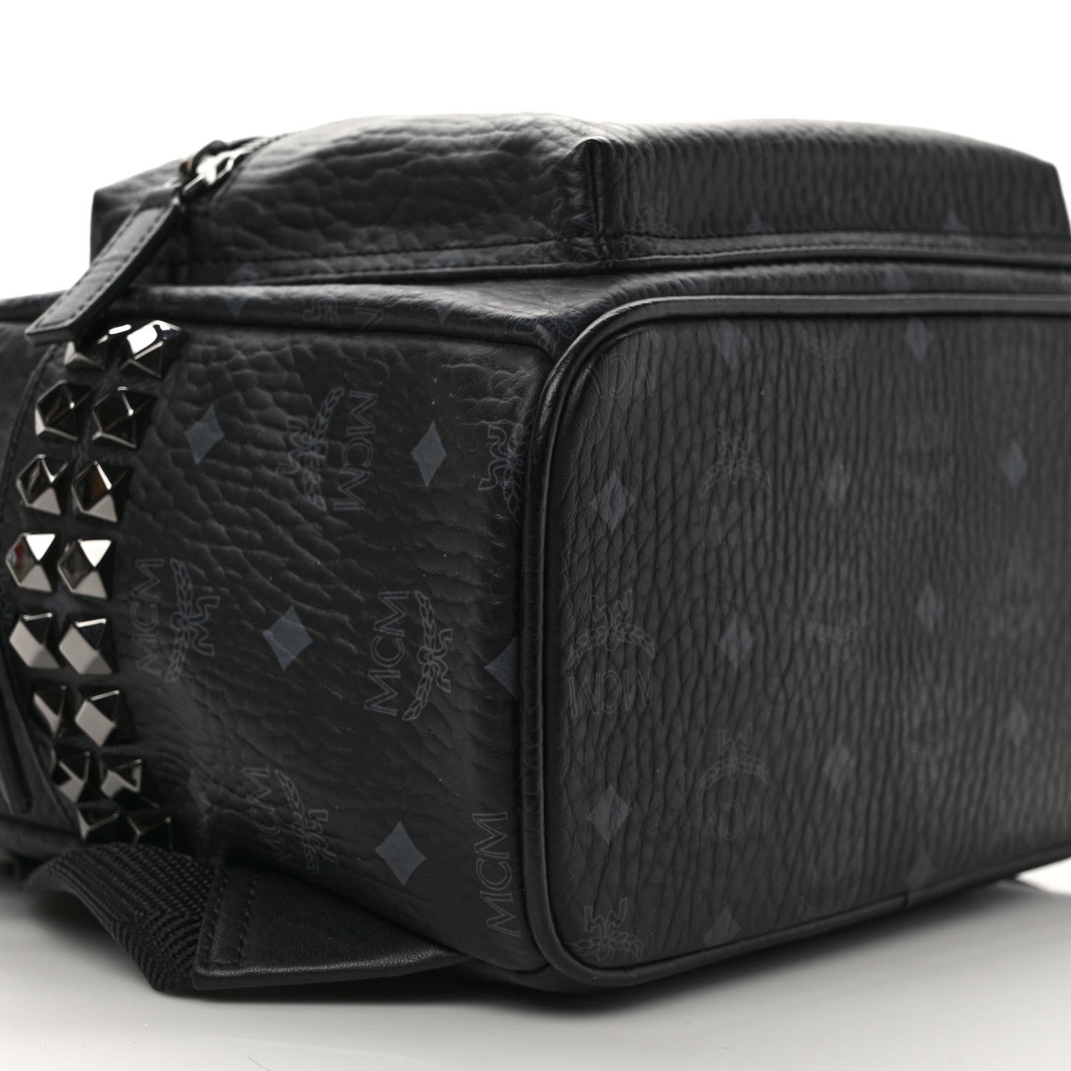 MCM Visetos Small Side Stud Stark Backpack Black 7 of 9