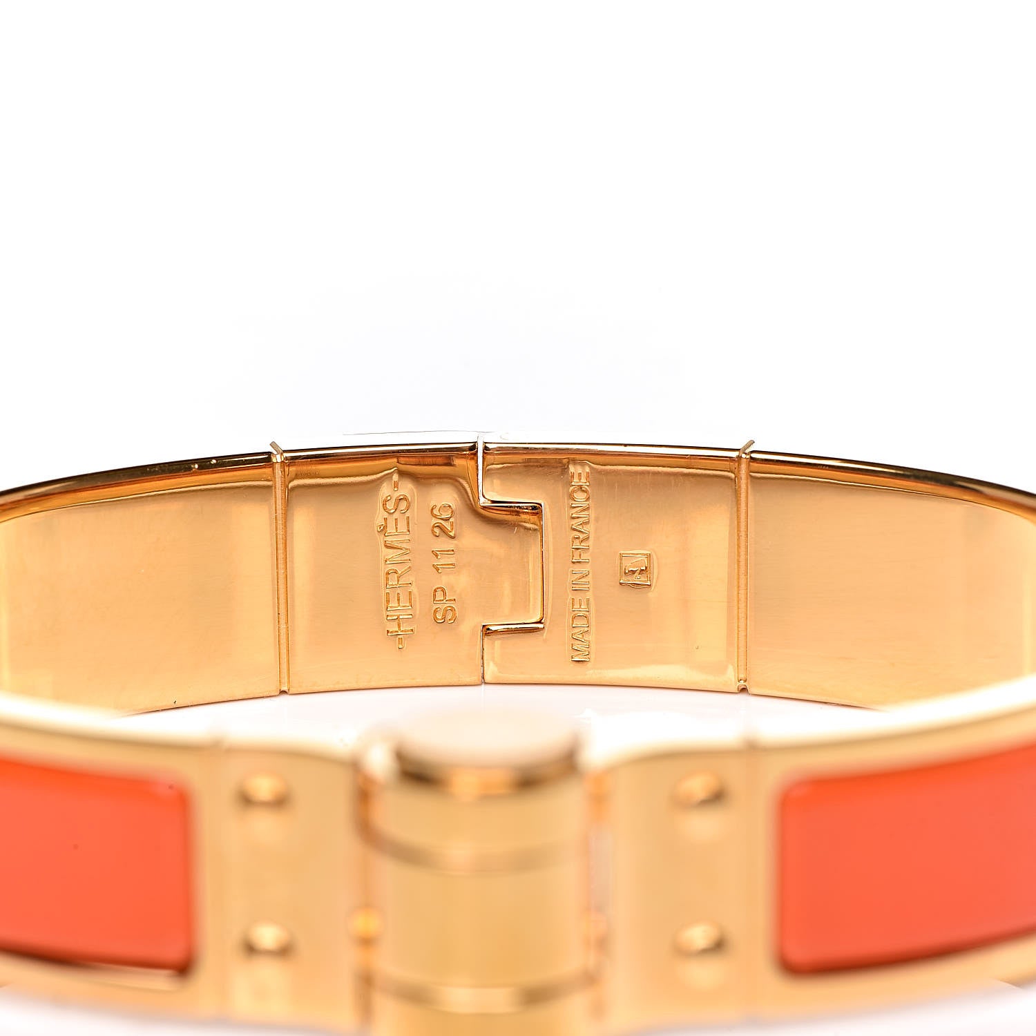 Hermes Enamel Charniere Uni Narrow Hinged Bracelet S Orange 4 of 5